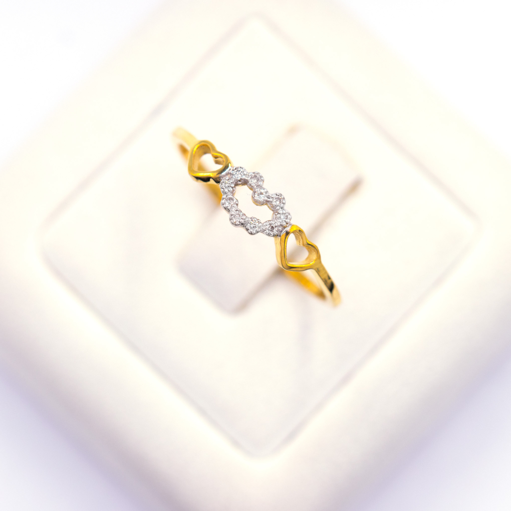 แหวนหัวใจฝังเพชรรอบ-แหวนเพชร-แหวนทองเพชรแท้-ทองแท้-37-5-9k-me014