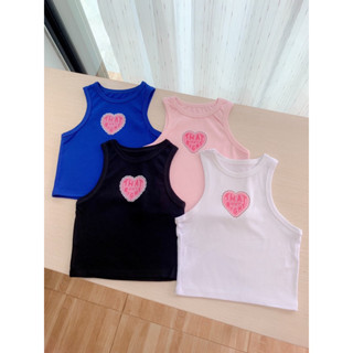 🍦chocmint sundae🍦mini heart tank top เสื้อกล้ามครอป ทรงเข้ารูป ผ้าร่องยืดเยอะ