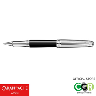 ปากกาโรลเลอร์ CARAN DACHE 4779 LÉMAN BICOLOR Black Silver Rhodium Rollerball Pen # 4779.289