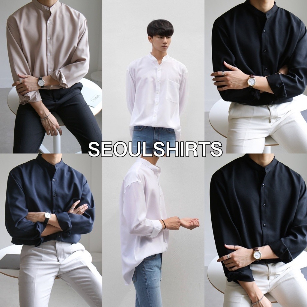 ภาพหน้าปกสินค้าS6: ราคาส่ง เสื้อเชิ้ตคอจีนแขนยาว สีพื้น พร้อมส่ง ไซซ์ M L XL XXL ผ้านิ่มใส่สบายไม่ร้อน