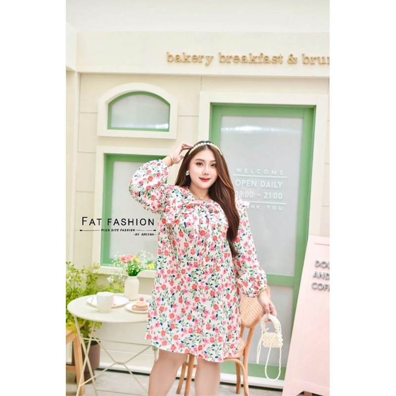 bigsize-มินิเดรสสาวอวบอ้วน-อก-44-50-เเขนยาว-ปกบัวแต่งระบาย