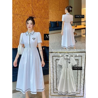 LONG MAXI DRESS PRADA ตัวนี้เดรสแขนสั้น หน้าอกปัก PRADA งานน่ารักมาก ใส่ออกงาน ใส่ทำงาน ใส่เดินห้างชิวๆ บอกเลยว่า