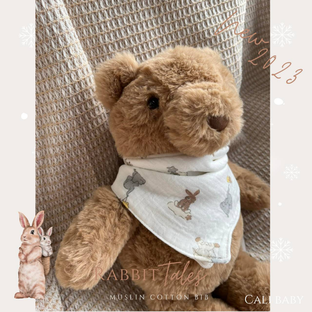 ผ้ามัสลิน-กันน้ำลาย-กันเปื้อน-นุ่ม-ลายละมุน-ป้าย-cali-baby-สไตล์เกาหลี-พร้อมส่งในไทย