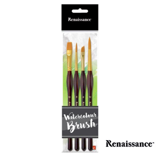 Renaissance Watercolour Brush Set เรนาซองซ์ พู่กันสีน้ำด้ามเหลี่ยมชุด 4 ด้าม