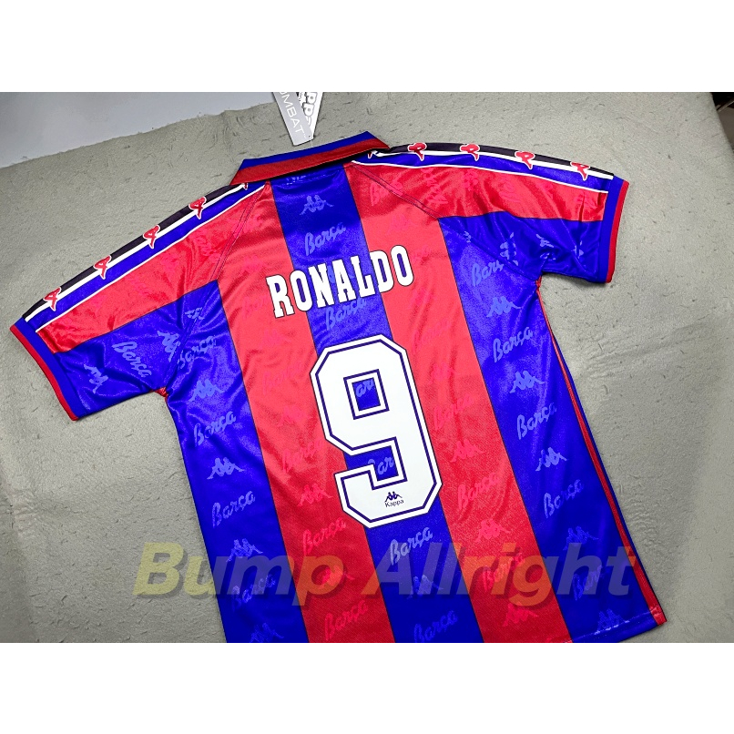 retro-เสื้อฟุตบอลย้อนยุค-vintage-บาเซโรนา-home-1996-9-ronaldo-เสื้อเปล่า