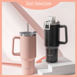 Jiari Selection【💥ขายเทน้ำเทท่า💥】ผลิตภัณฑ์ใหม่1300ml 304แก้วกระติกน้ําร้อน สเตนเลส มีฉนวนสุญญากาศ พร้อมหูจับ และหลอดดูด