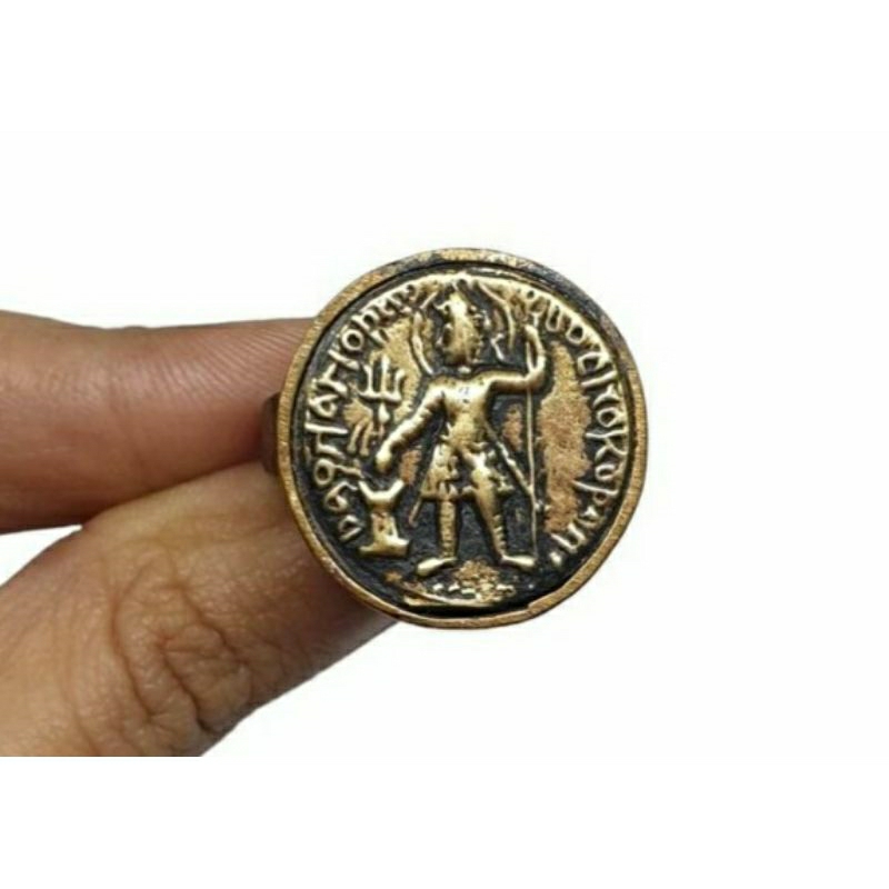 แหวนทองเหลือง-แหวนแกะสลักโรมัน-กรีกโบราณ-ขนาด-58-rare-unique-roman-greek-brass-intaglio-engraved-ring-size-58-or-8-5us