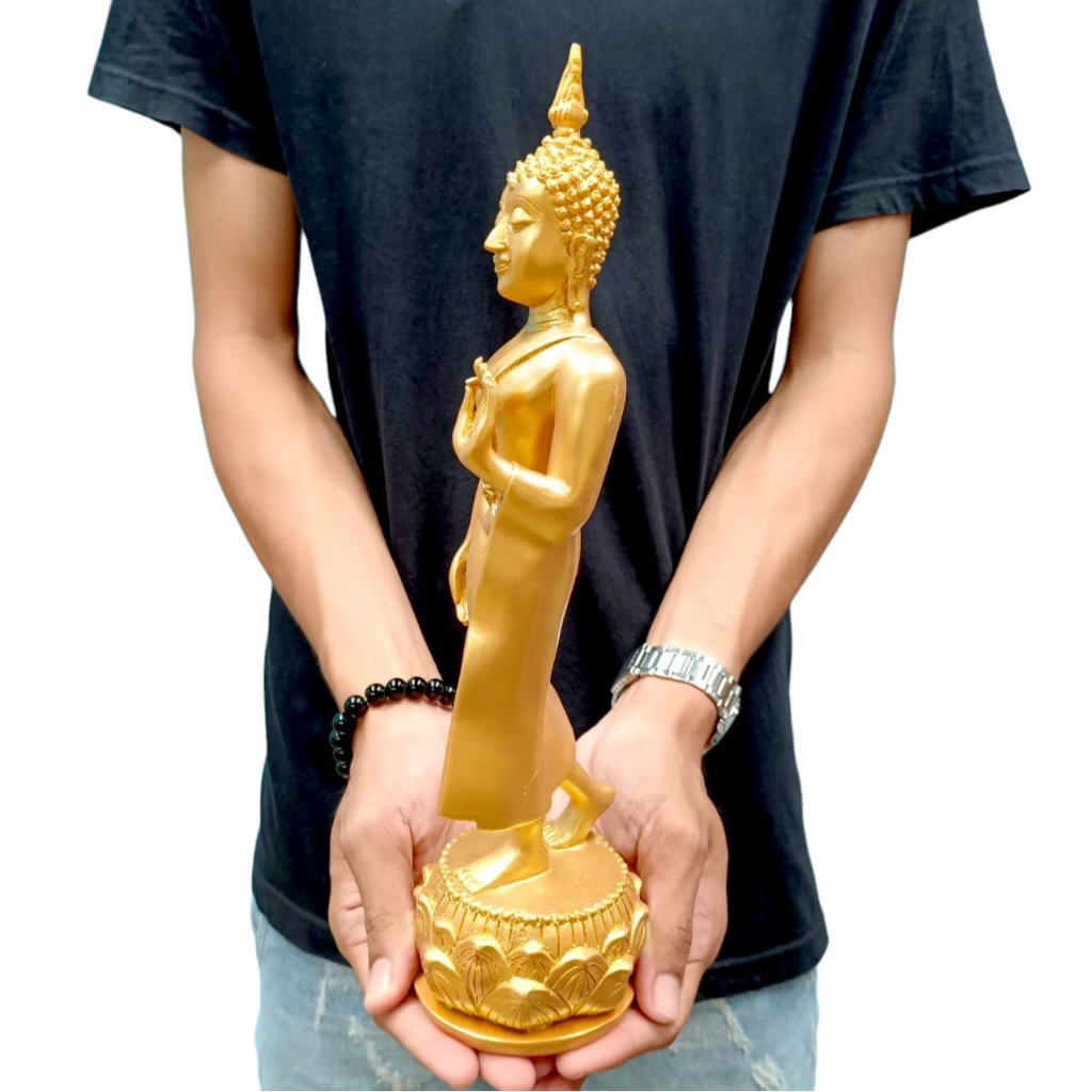 aln888พระพุทธรูปปางลีลาประทานพร-ศิลปะสุโขทัยโบราณ-เนื้อเรซิ่น-สีชุบทอง-กว้าง-4-นิ้ว-สูง-10-นิ้ว-บูชาเสริมศิริมงคล-หรือนำ