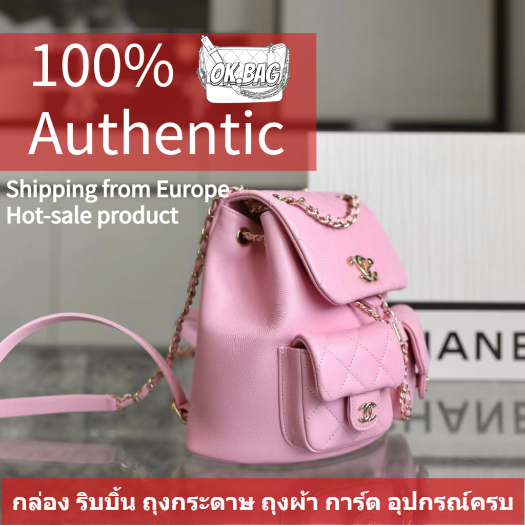 ชาแนล-chanel-23p-large-calfskin-pink-backpack-สุภาพสตรี-กระเป๋าสะพายไหล่