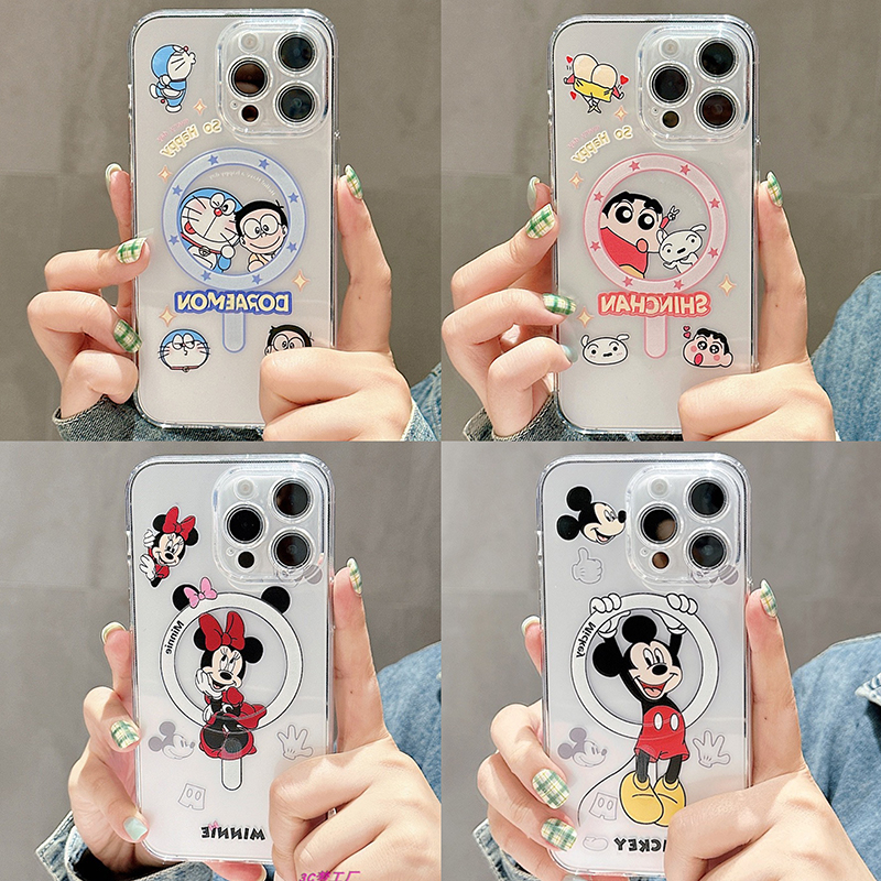 เคสโทรศัพท์ซิลิโคน-tpu-ใส-แบบนิ่ม-เคสแม่เหล็ก-เคสลายการ์ตูนน่ารัก-สําหรับ-iphone-14-13-12-11-pro-max-8-7-plus-xr