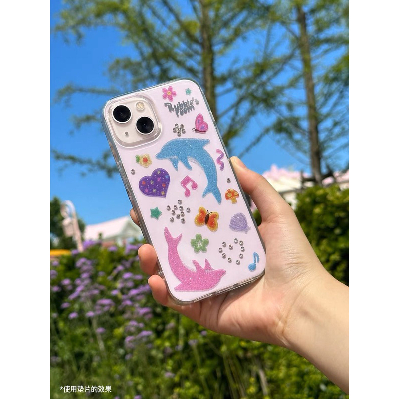 glitter-case-from-rubbie-s-room-เคสใสกลิตเตอร์ลายหัวใจ-โลมา