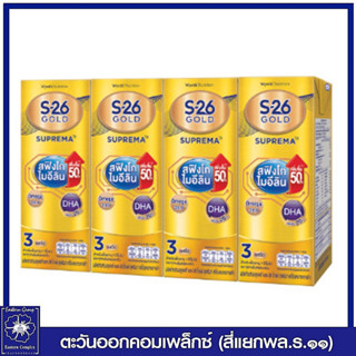 *[1 แพ็ค ] เอส-26 โกลด์ สุพรีมา นมยูเอชที สูตร3 รสจืด 180 มล. แพ็ค 4 กล่อง 4155