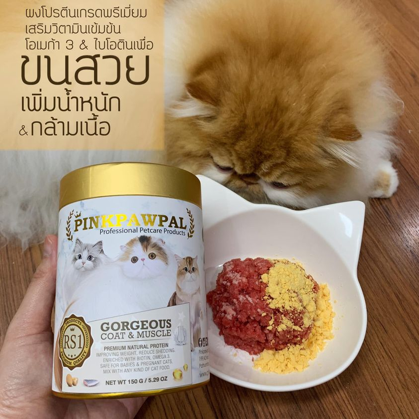 ผงโปรตีนเสริมกล้ามเนื้อ-อาหารเสริมสำหรับหมาแมว-แบรนด์-pinkpawpal