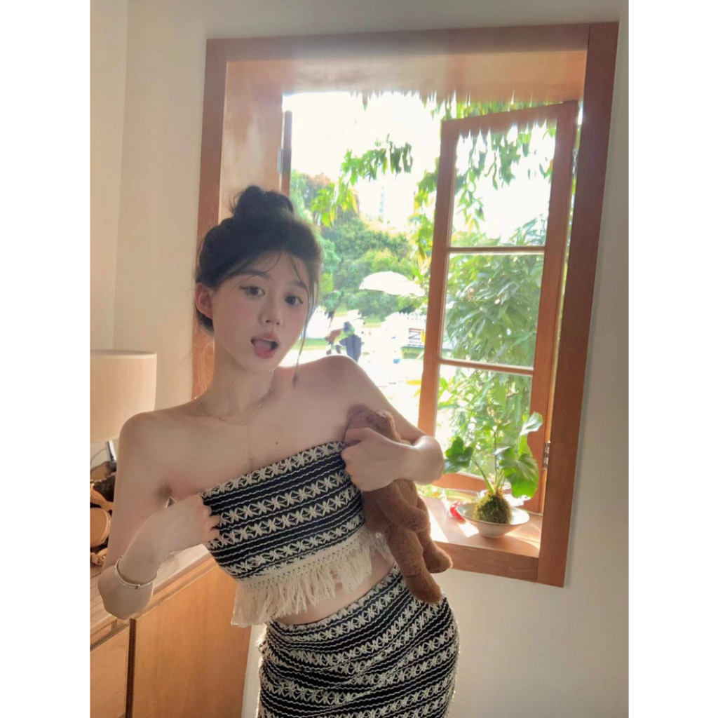 ส่งทันที Cici(NO. D108/D1017/D0126)เดรส/Setสายเดี่ยว/เกาะอกไหมพรมKnit ...