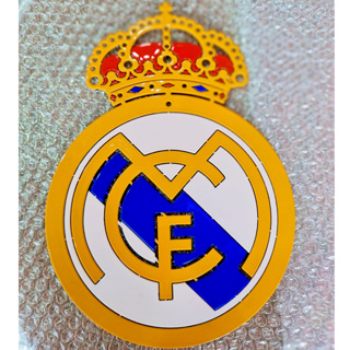 โลโก้Real Madrid วัสดุเหล็กตัดเลเซอร์ขนาดสเกลยาว 30 ซมความกว้าง23cm เหล็กหนา 2.5มิล หนัก 1 kg ทำสีเหมือนจริงแข็งแรงคงทน