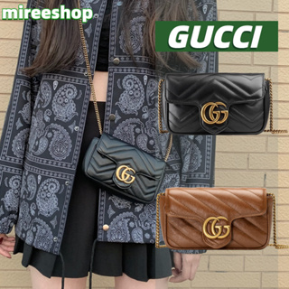 🍒กุชชี่ Gucci กระเป๋า GG Marmont Matelassé Leather Super Mini Bag🍒กระเป๋าสะพายเดี่ยว