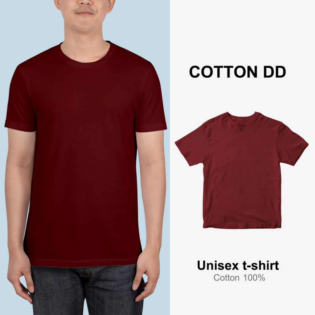 กรอกโค้ดcotton20ลดเพิ่ม-เสื้อยืด-เสื้อสีเลือดหมู-คอกลม-เนื้อนุ่มใส่สบาย-unisex-t-shirt-cotton100