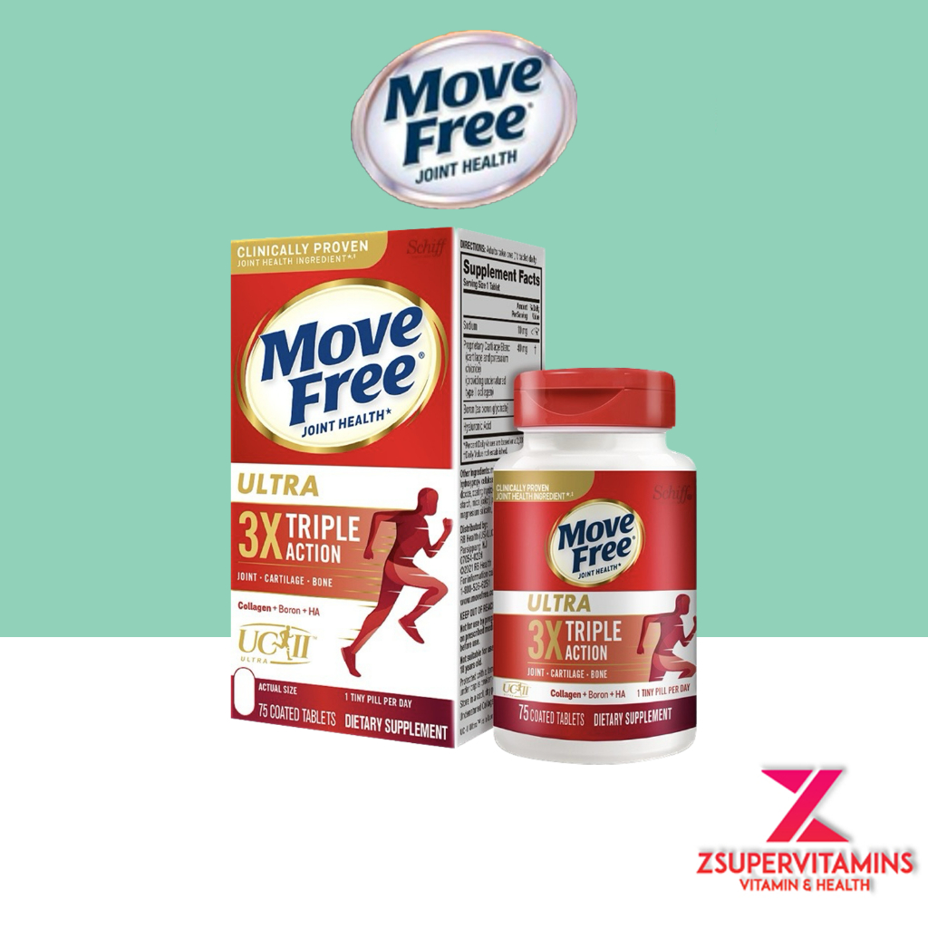 Schiff Move Free Ultra 3X Triple Action joint cartilage bone 75 Coated ...