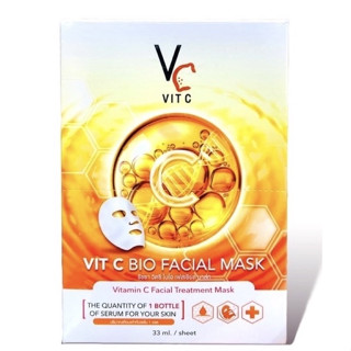 แผ่นมาส์กหน้า VC น้องฉัตร Ratcha Vit c bio facial mask (ยกกล่องมี 6 แผ่น)