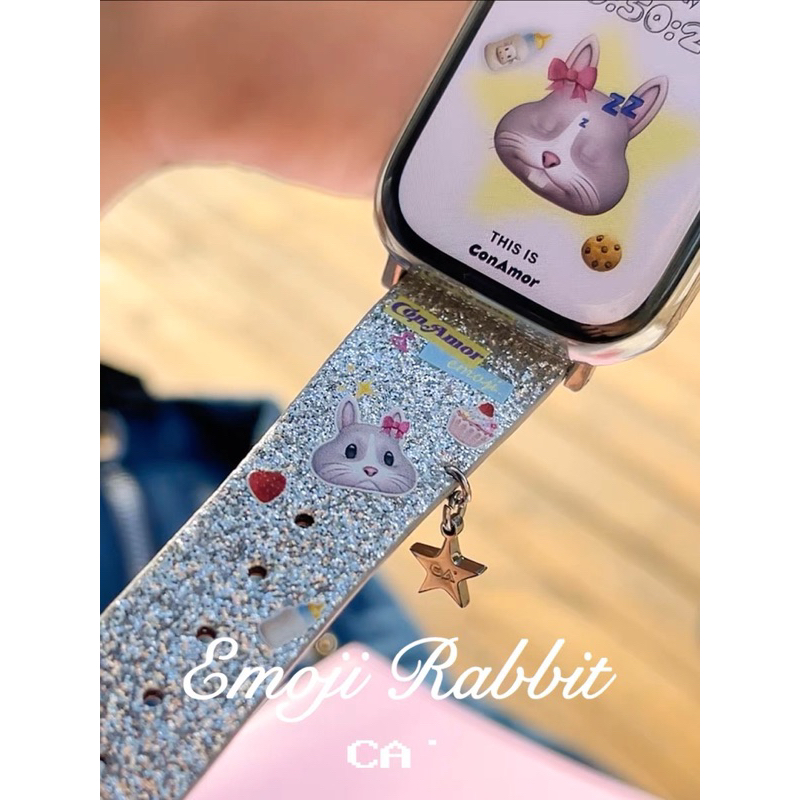 conamor-emoji-bunny-glitter-watch-strap-สายนาฬิกากลิตเตอร์