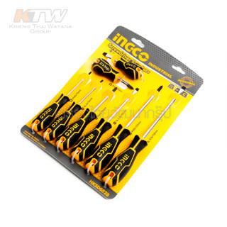 INGCO ไขควง ชุดไขควง ปากแบน + ปากแฉก 8 ตัวชุด รุ่น  HKSD0828 ( Screwdriver Set ) / ไขควงชุด O1EQ B