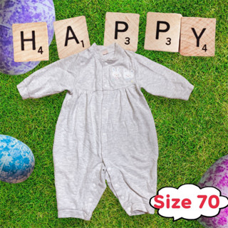 เสื้อผ้าเด็กมือสอง สภาพดี จั๊มสูท ไม่มีตำหนิ สีเทา Size 70