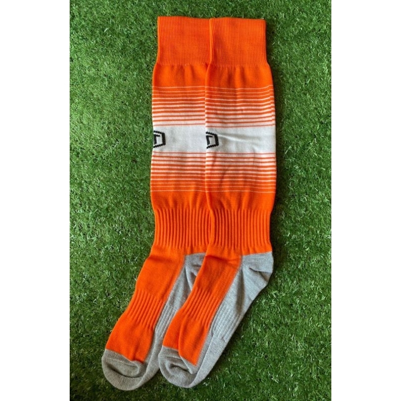 ถุงเท้าฟุตบอลยาวโทนสีส้ม-mt-สีสด-เนื้อผ้าดี