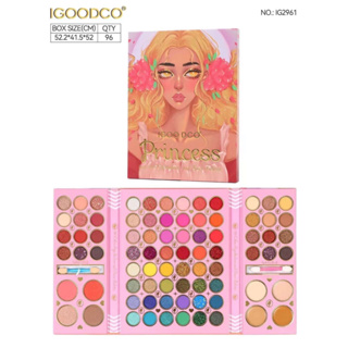 IGOODCO IG2961 Princess 80 Colors Eyeshadow and Tace Palette พาเลท ทาตา80สีแบรนด์เนื้อของอายแชโดว์ติดทนและเกลี่ยง่าย