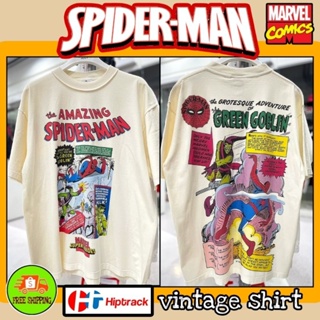 เสื้อMarvel ลาย Spider Man สีขาว ฟอกเฟด วินเทจ