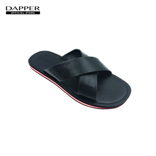 DAPPER รองเท้าแตะ Light Weight Crossover Faux-Leather Sandals สีดำ (HSKR1/1301SC)