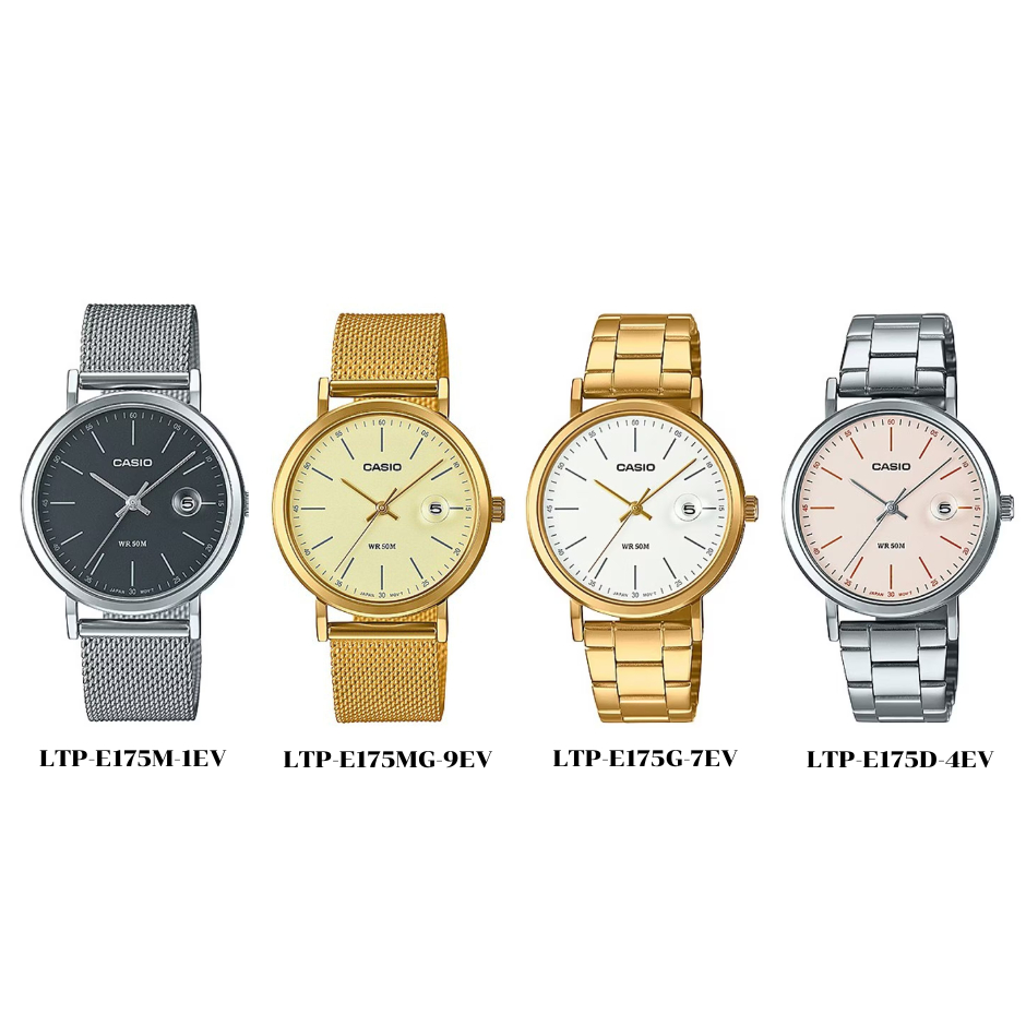 CASIO นาฬิกาข้อมือผู้หญิง รุ่น LTP-E175D/LTP-E175M ของแท้ รับประกัน 1 ...