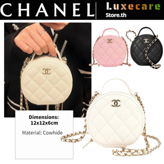 1 ชาแนล👜Chanel /round bag สุภาพสตรี/กระเป๋าสะพายไหล่/กระเป๋าร่อซู้ล/กระเป๋าถือ