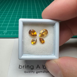 ซิทริน Citrine น้ำหนัก 3.30 ct รวม 4เม็ด จัดเป็นรูปผีเสื้อ พลอยสวยมากเหลืองทอง พลอยธรรมชาติ