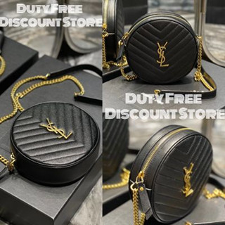 Yves Saint Laurent VINYLE ROUND CAMERA BAG IN CHEVRON QUILTED