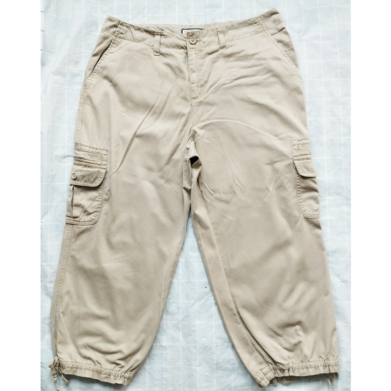 caribbean-joe-cargo-pants-กางเกงคาร์โก้-5-ส่วน-คาร์โก้-8-กระเป๋า-สีเบจ-ไซส์-34-สภาพเหมือนใหม่-unisex