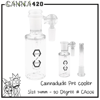 Cannadude Pre cooler 14mm - 90 Degree + Downstem ที่กรอง+อแดปเตอร์ บ้องแก้ว แจกันแก้ว Perculator ash catcher CA006