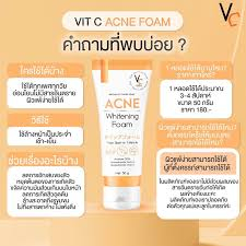 โฟมน้องฉัตร-vc-vit-c-acne-foam-amp-vit-c-acne-amp-whitening-soap-สบู่-สำหรับคนเป็นสิว-ผิวหมองคล้ำ-ขนาด-30g