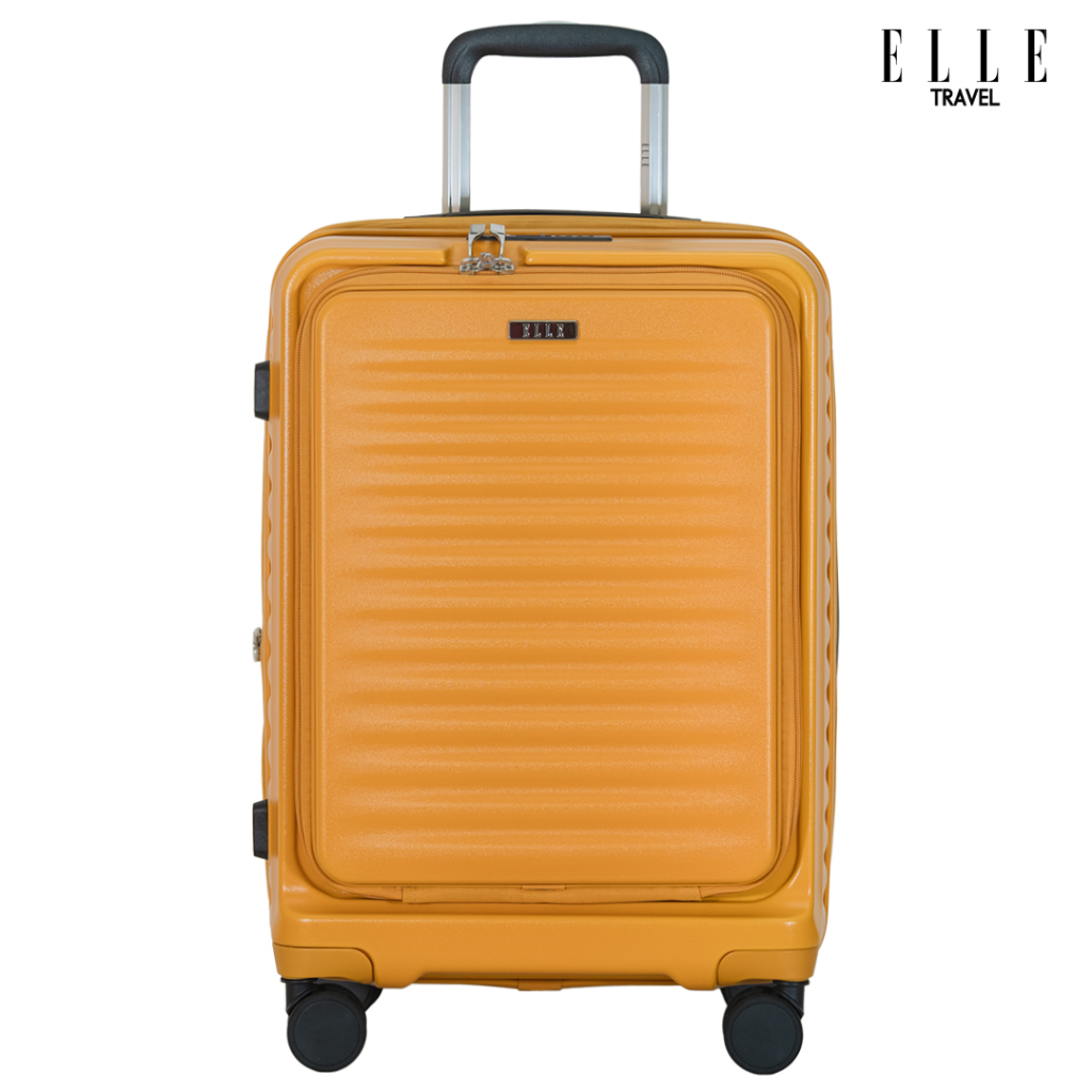 elle-travel-ripple-collection-20-carry-on-luggage-100-polycarbonate-zipper-front-opening-with-computer-compartment