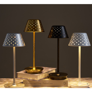 โคมไฟตั้งโต๊ะ LED Retro Simple Cordless Design Stepless Dimming Touch Table Light สำหรับห้องนอนบาร์ร้านอาหาร HAMMIA~