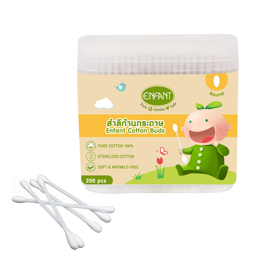 enfant-อองฟองต์-cotton-buds-สำลีก้านกระดาษ-บรรจุ-200-ก้าน