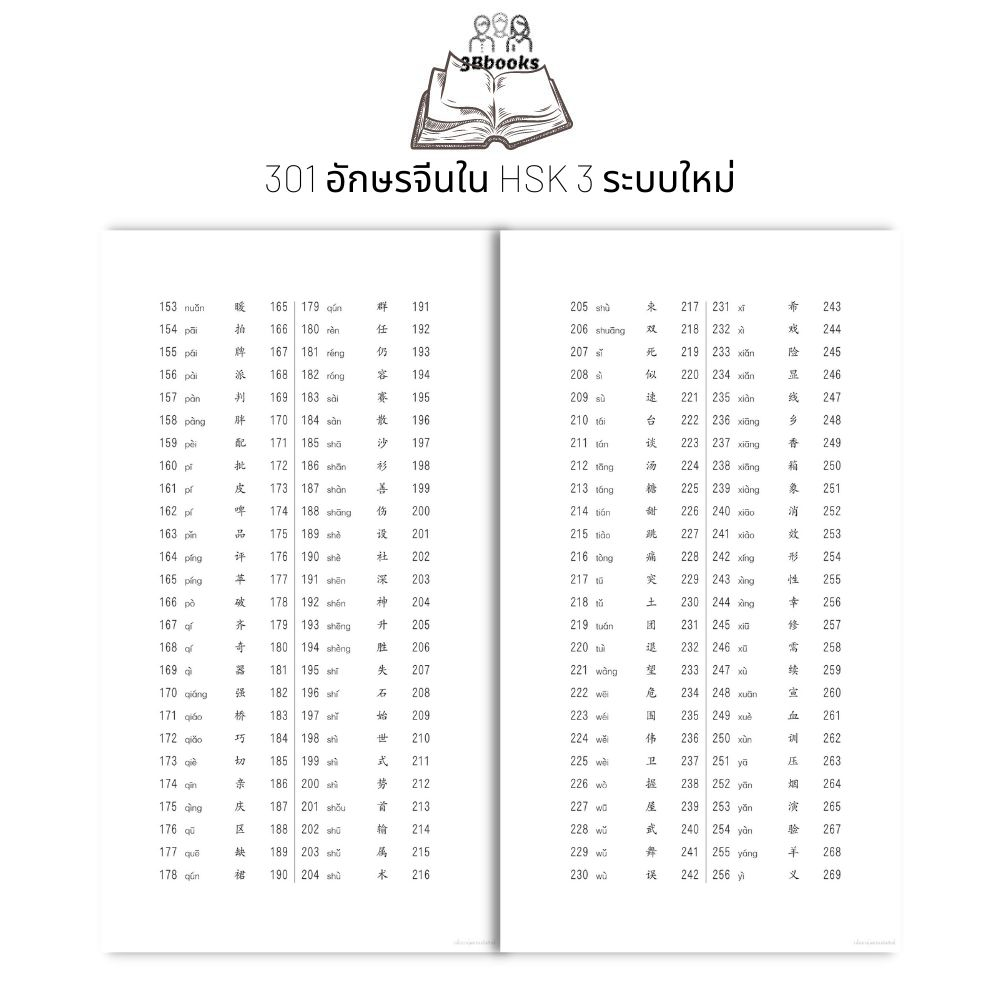 หนังสือ-301-อักษรจีนใน-hsk-3-ระบบใหม่-การใช้ภาษาจีน-คำศัพท์ภาษาจีน-คู่มือสอบวัดระดับความรู้ภาษาจีน-hsk-ตัวอักษรภาษาจีน