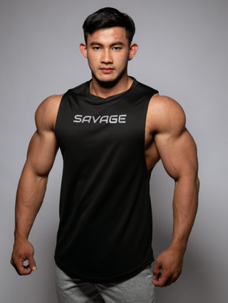 SAVAGE เสื้อแขนกุดเว้าแขนกว้าง Drop Arm Sleeveless Muscle Shirt