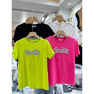 เสื้อยืดอะไหล่เพชร SMILE 🌟ป้าย its me basic