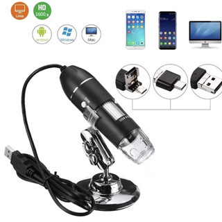 1600X กล้องจุลทรรศน์ดิจิตอล LED Type-C/Micro USB 8 LED USBดิจิตอลแว่นขยายEndoscopeกล้อง