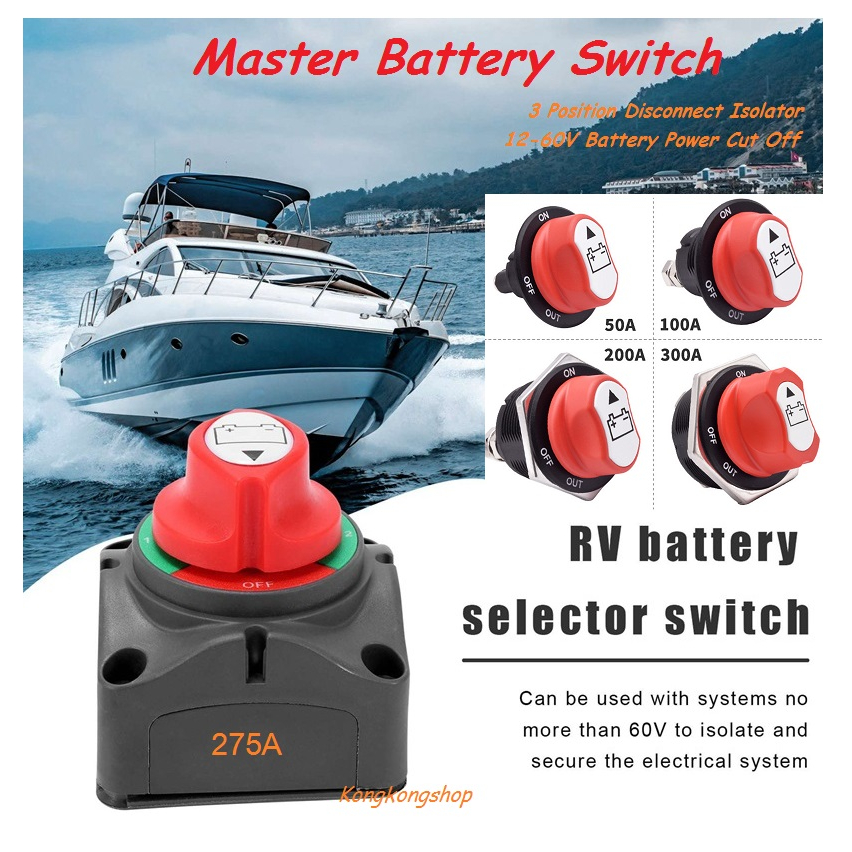 50A 100A 200A 275A 300A High Current Battery Power Off Switch, 3