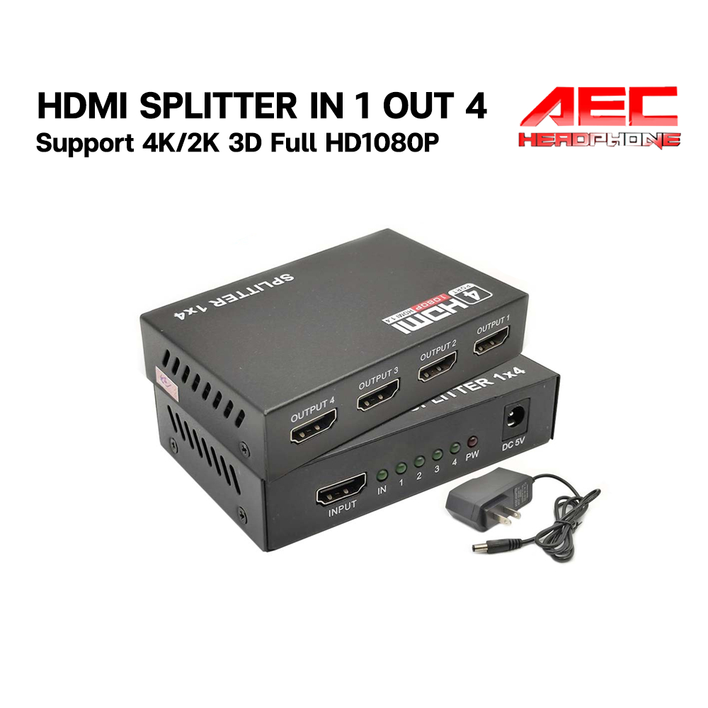 HDMI splitter 1 in 4 out กล่องแยกจอ แยกสัญญาณ HDMI เข้า 1 ออก 4 จอ จอ ...