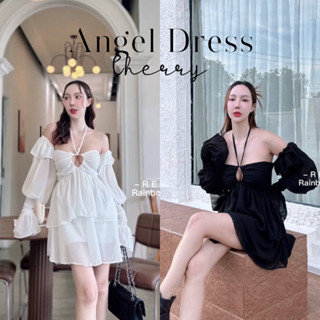 Angel Dress เดรสนางฟ้าปาดไหล่ ผ้าชีฟองแต่งระบายพริ้วๆ