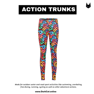 [DarkCat]  กางเกงออกกำลังกาย Action Trunks กันแดด สำหรับกีฬากลางแจ้ง ว่ายน้ำ วิ่ง ลายRainbow Puzzle