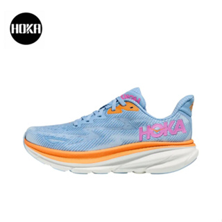 HOKA ONE ONE Clifton 9 Wide Light blue ของแท้ 100 %  Sports shoes Running shoes style