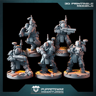 Bushi Prime Recon Gunners - High quality and detailed 3d print miniature war game -  Puppetswar Miniatures